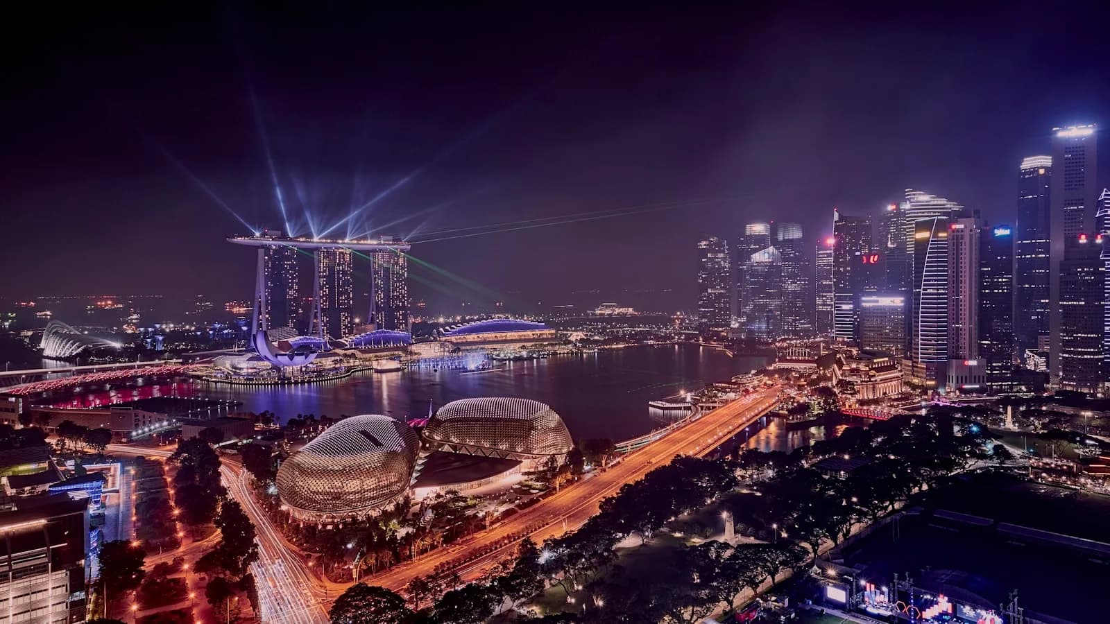 The Singapore skyline along the Marina Bay waterfront