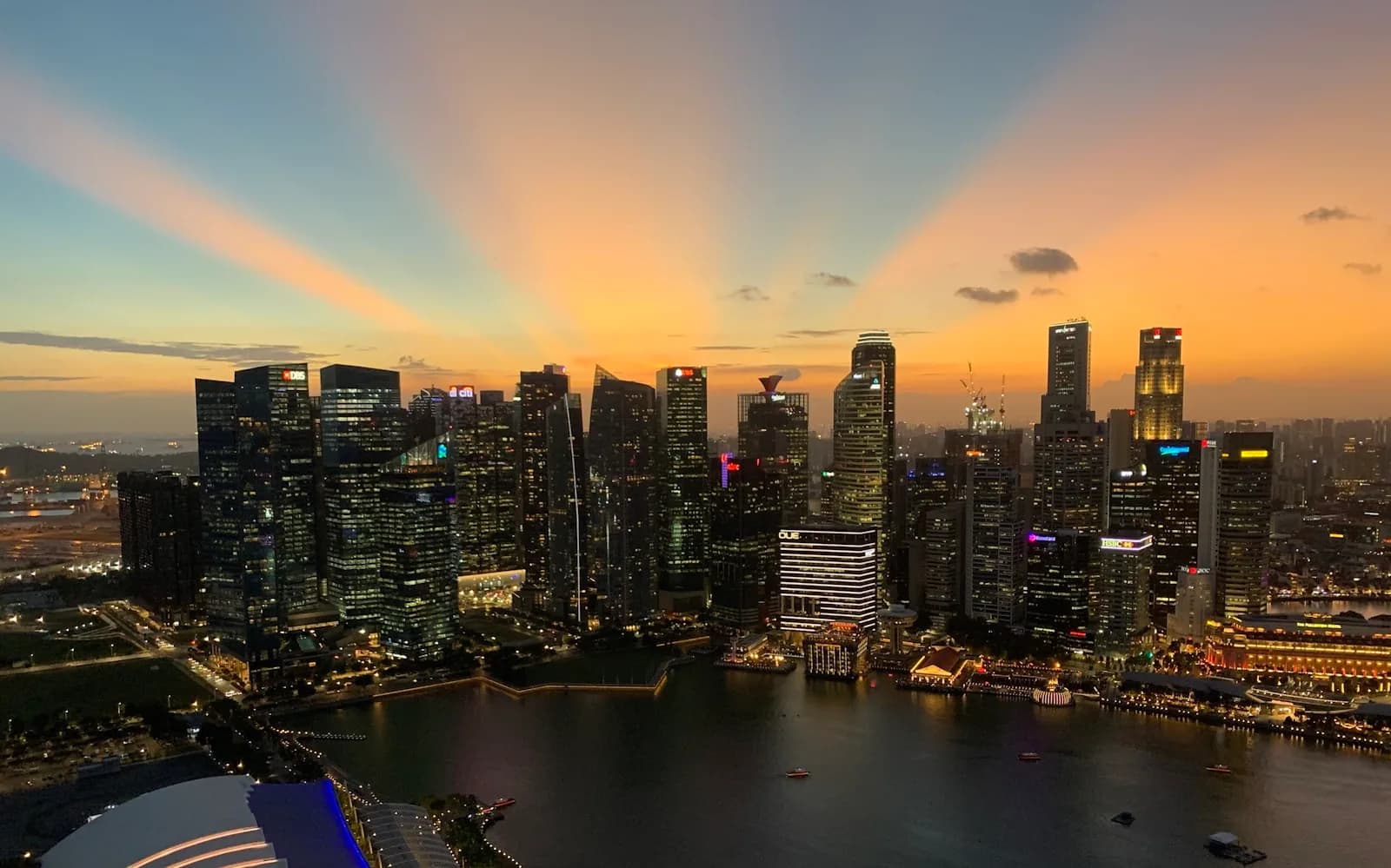 The Marina Bay view at sunset, Singapore